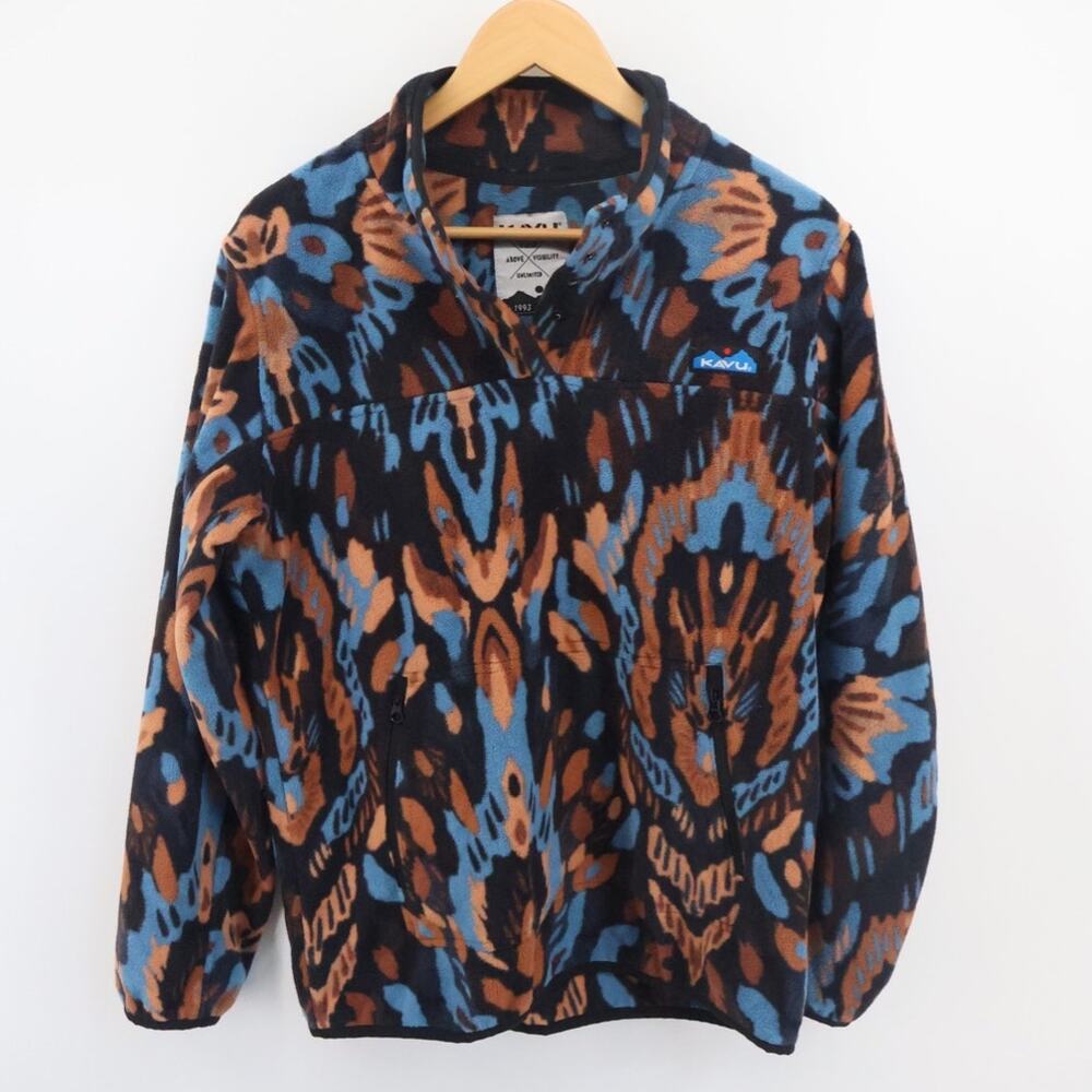 Kavu Cavanaugh Fleece Pullover Women Large Snap Buttons Gorpcore Synchilla Type